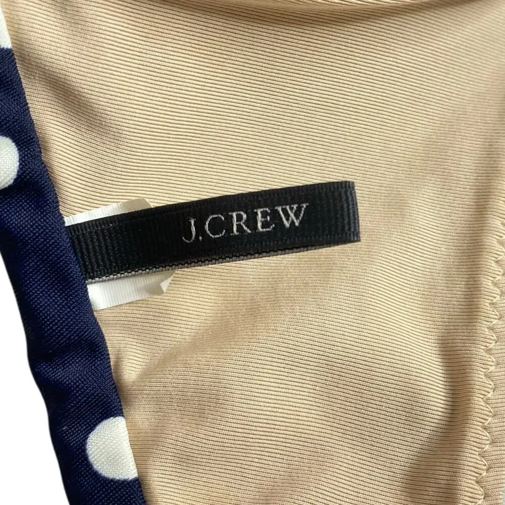 J. Crew Polka Dot Bikini Swim Top Navy Blue Strapless Underwire Size 32D Beach - Picture 3 of 12